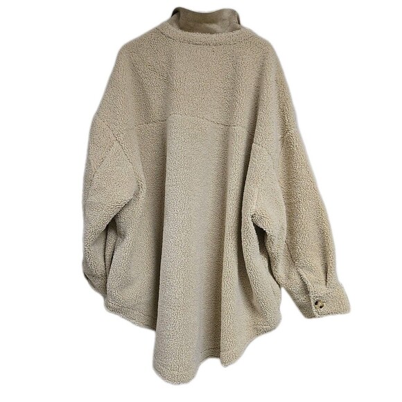 Good American Contour Faux Shearling Sherpa Jacket Cream Women’s Sz 7/8 4XL-5XL - Picture 6 of 12